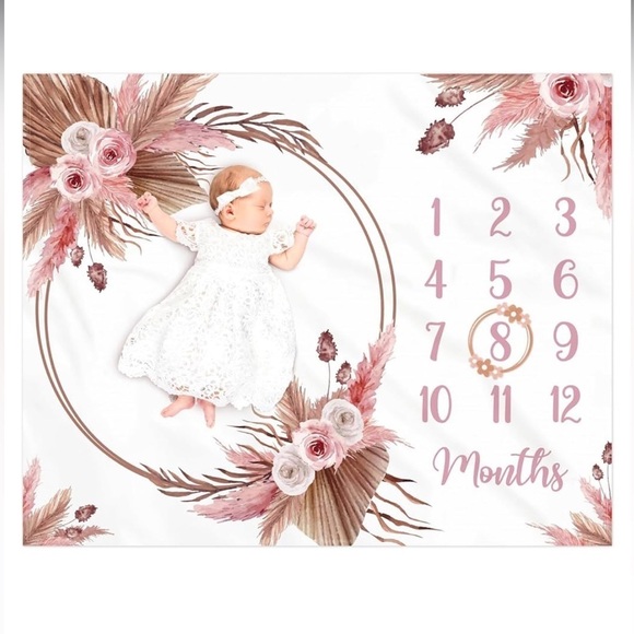 NEW - Floral Boho Baby Monthly Milestone Blanket - Picture 1 of 6